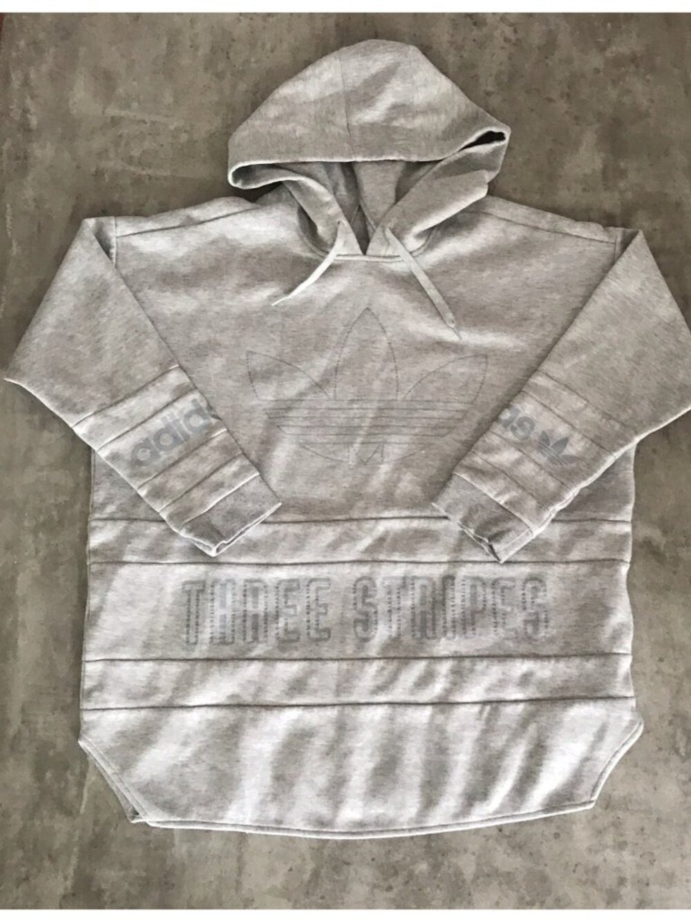 Adidas Hoodie Three Stripes Women Gray Organic Cotton Trefoil Logo Streetwear
